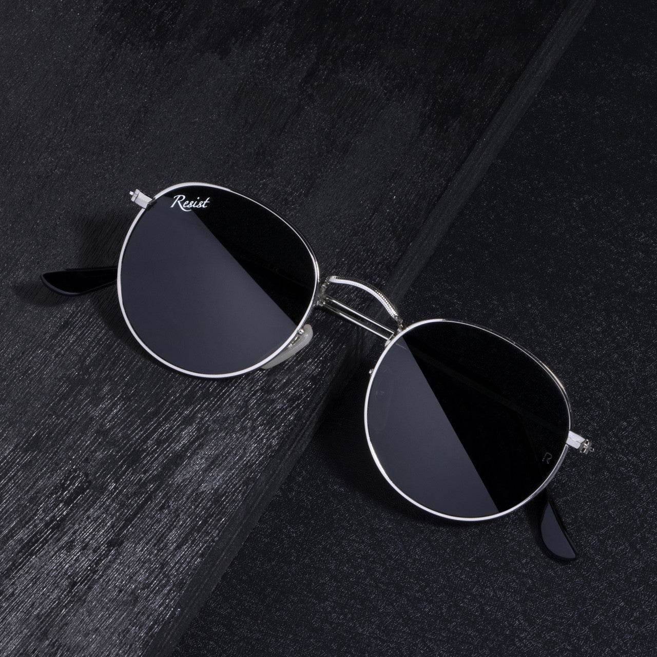 Thomas Round Sunglasses (Free Size, Silver Frame) - Sunglass Lover