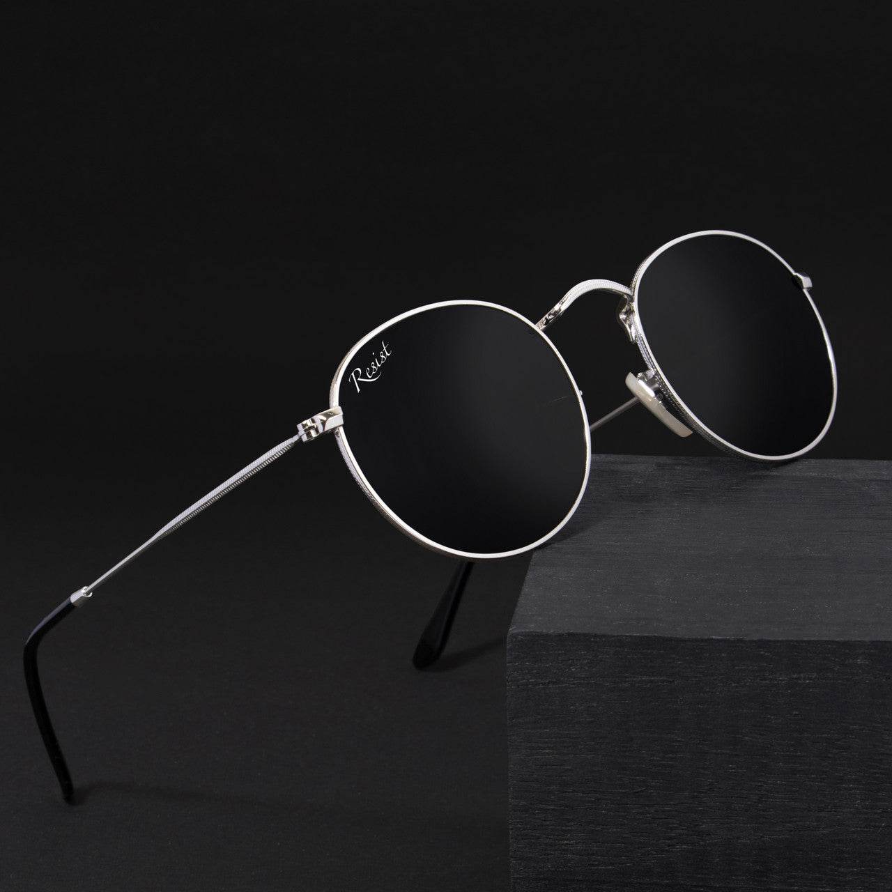 Thomas Round Sunglasses (Free Size, Silver Frame) - Sunglass Lover