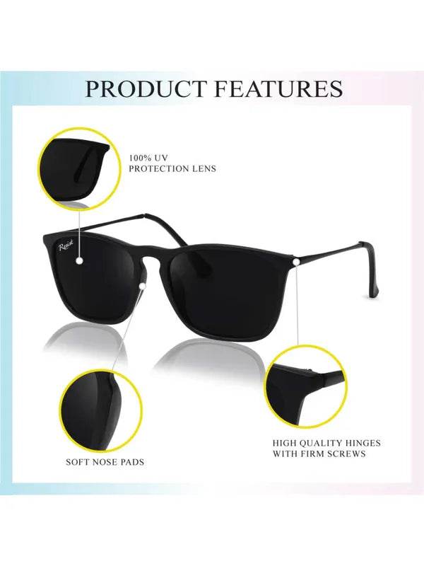 Sunglass Lover black wayfarer sunglasses for men and women with 100 percent UV protection soft nose pads and sturdy hinges