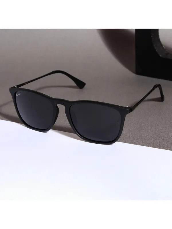 Sunglass Lover black wayfarer sunglasses for men and women. Matte black frame with polarized dark lenses