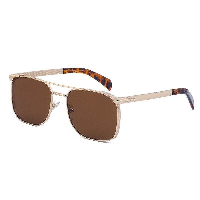 Gold metal frame Sunglass Lover trendy square luxury sunglasses with brown lenses and tortoiseshell tips