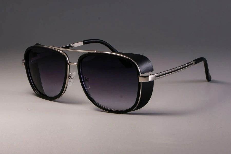 Sunglass Lover steampunk sunglasses for men black aviator frame with side shields and gradient lenses