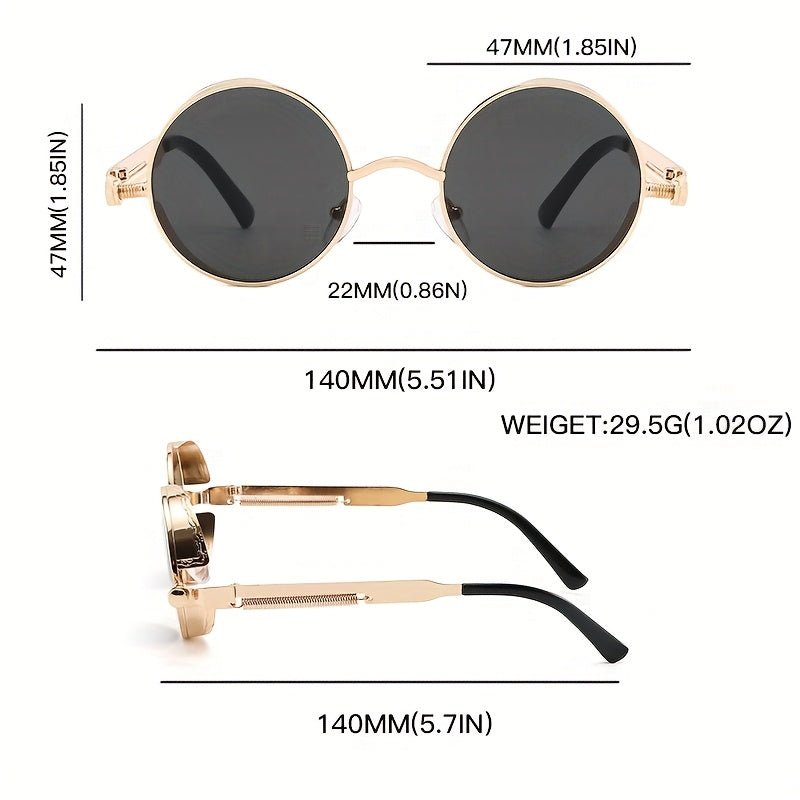 Punk Round Style Decorative Glasses with Adjustable Nose Pads | Unisex