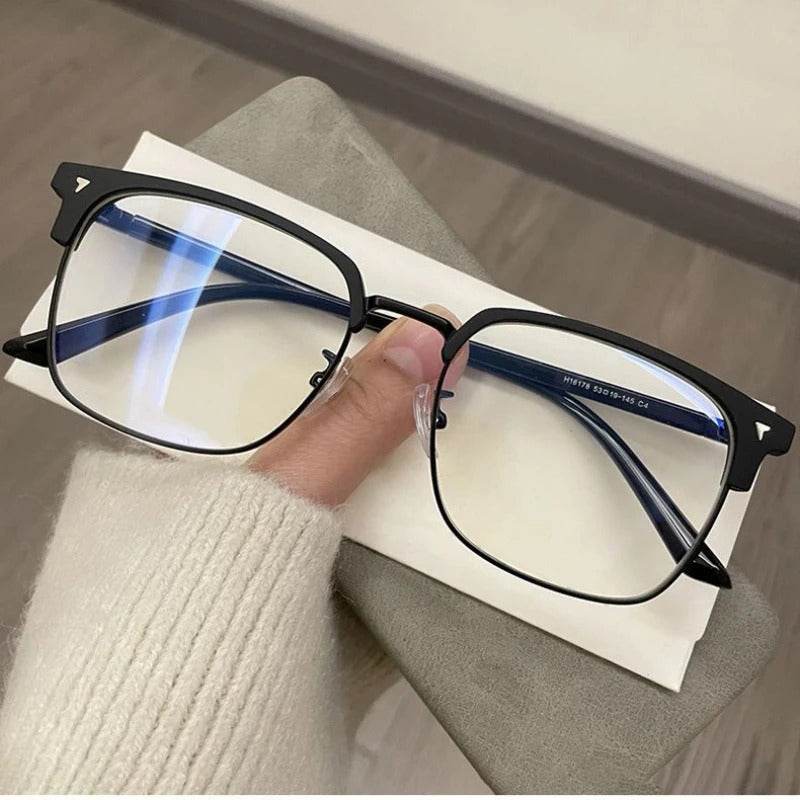 Retro Half Frame Blue Light Blocking Glasses - Sunglass Lover