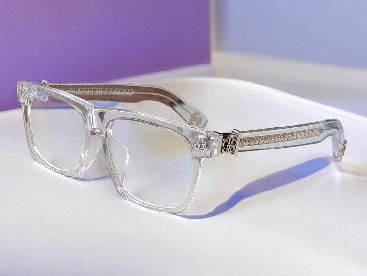 Sunglass Lover clear rectangle eyeglasses with decorative temples anti blue light glasses for men and women