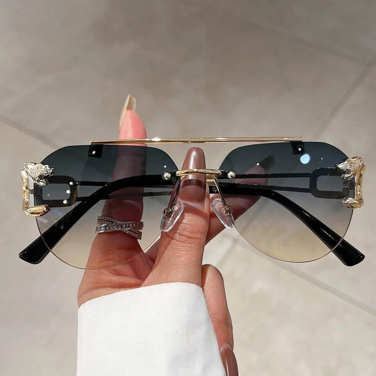 Sunglass Lover pilot sunglasses with gold top bar and black gradient lenses retro aviator sunglasses for men and women