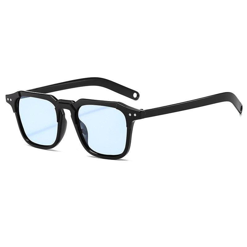 Sunglass Lover vintage square sunglasses black acetate frame light blue lenses unisex style