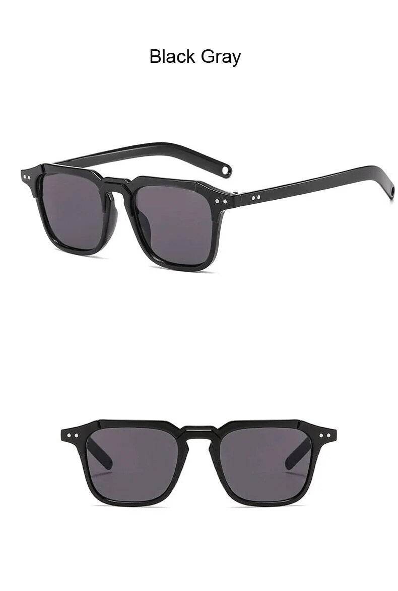 Sunglass Lover black gray vintage square sunglasses with glossy frame and dark lenses for everyday wear