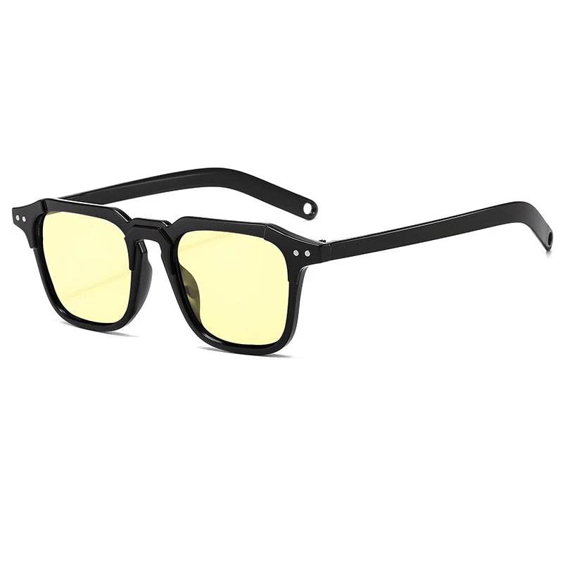 Sunglass Lover black frames with yellow lenses vintage square sunglasses for retro style and UV protection