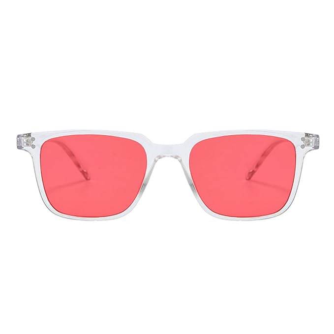 Sunglass Lover vintage square sunglasses clear frame with pink lenses ideal for retro style and UV protection