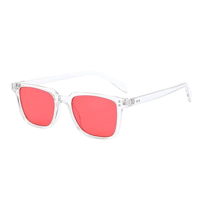 Sunglass Lover vintage square sunglasses clear frame with coral red lenses for stylish summer wear