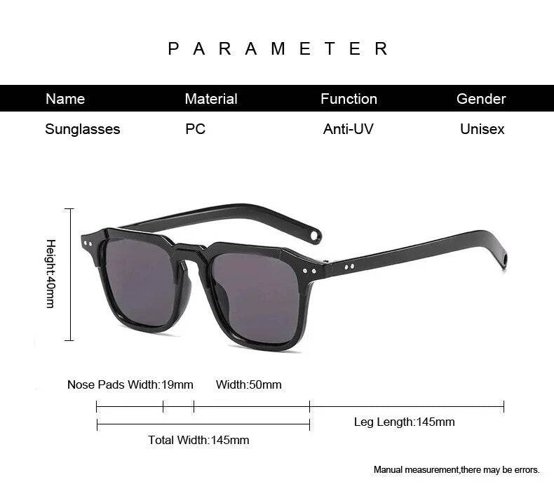 Sunglass Lover vintage square sunglasses in black unisex frame with UV protection and 50mm lenses