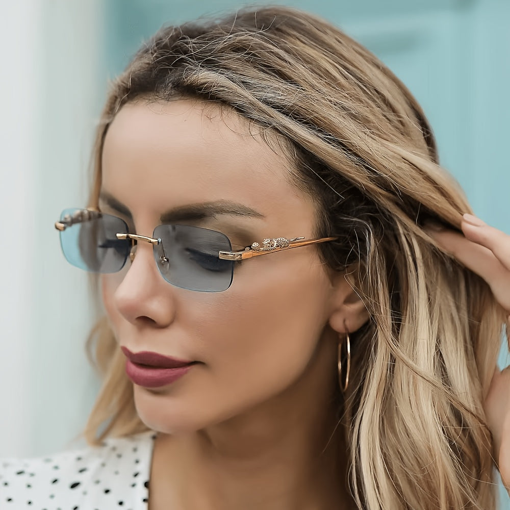 Fashion Rimless Rectangular Clear Lens Glasses for Men Women | Lightweight Minimalist Eyeglasses | Decorative Transparent Frame Eyewear