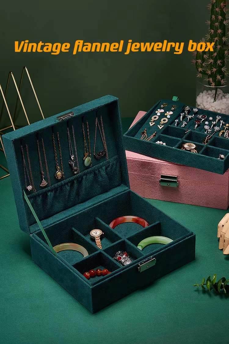 New Green 3-Layer Flannel Jewelry Organizer Box - Sunglass Lover