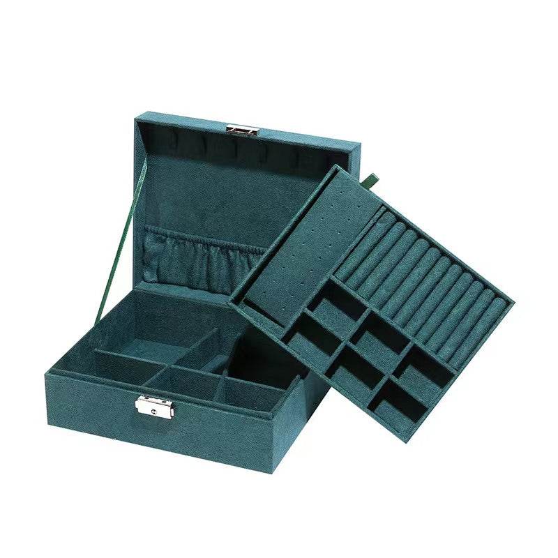 New Green 3-Layer Flannel Jewelry Organizer Box - Sunglass Lover