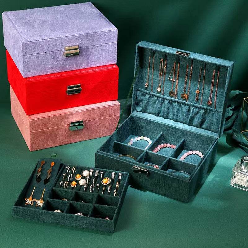 New Green 3-Layer Flannel Jewelry Organizer Box - Sunglass Lover