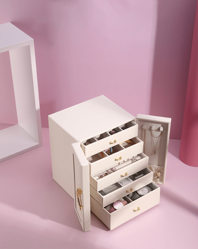 Convenient LuxuryJewellery Box with 5 Levels Large Jewellery Case with Drawer and Watch - Sunglass Lover