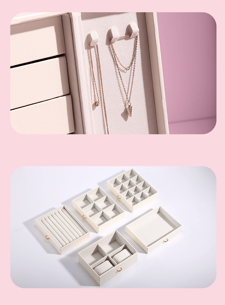 Convenient LuxuryJewellery Box with 5 Levels Large Jewellery Case with Drawer and Watch - Sunglass Lover