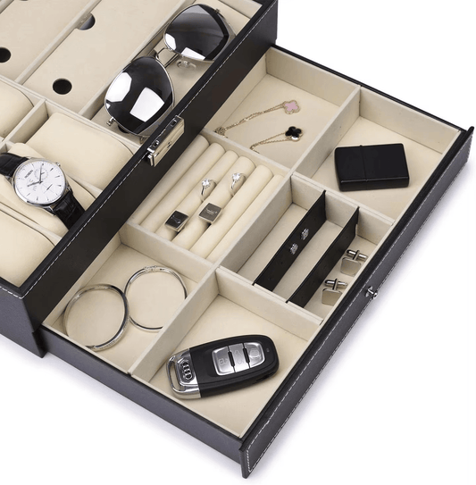PU Leather Jewelry Storage Box Multifunctional Watch Glasses Collection Box - Sunglass Lover