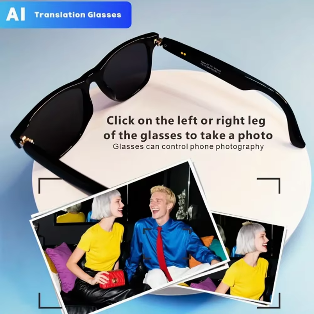 AI Smart Translation Glasses with Bluetooth Calling & Music | UV400 Smart Sports Sunglasses | Voice Control Wireless Eyewear