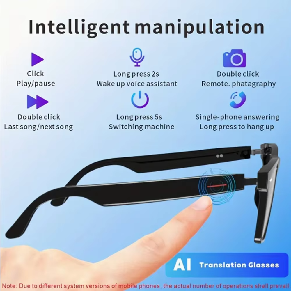AI Smart Translation Glasses with Bluetooth Calling & Music | UV400 Smart Sports Sunglasses | Voice Control Wireless Eyewear