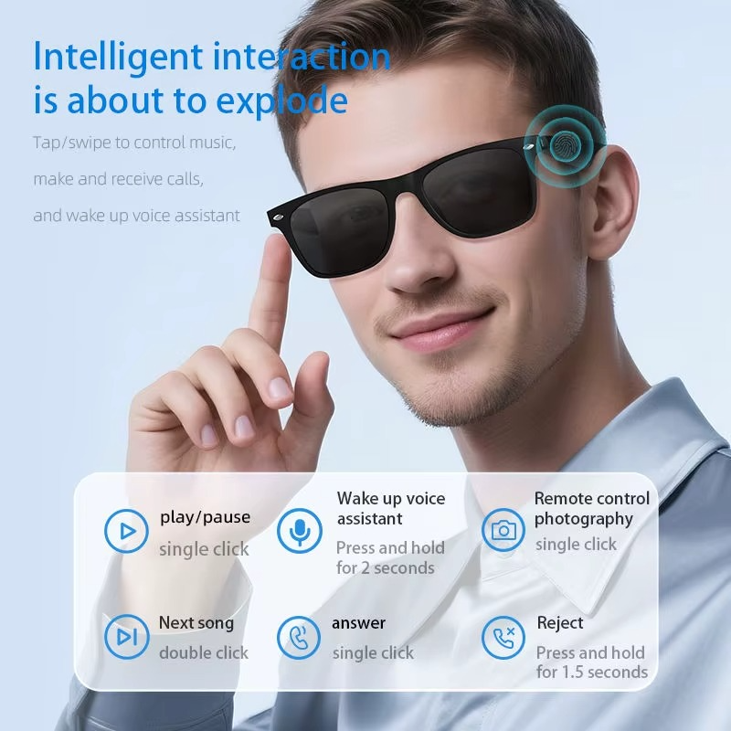 AI Smart Translation Glasses with Bluetooth Calling & Music | UV400 Smart Sports Sunglasses | Voice Control Wireless Eyewear