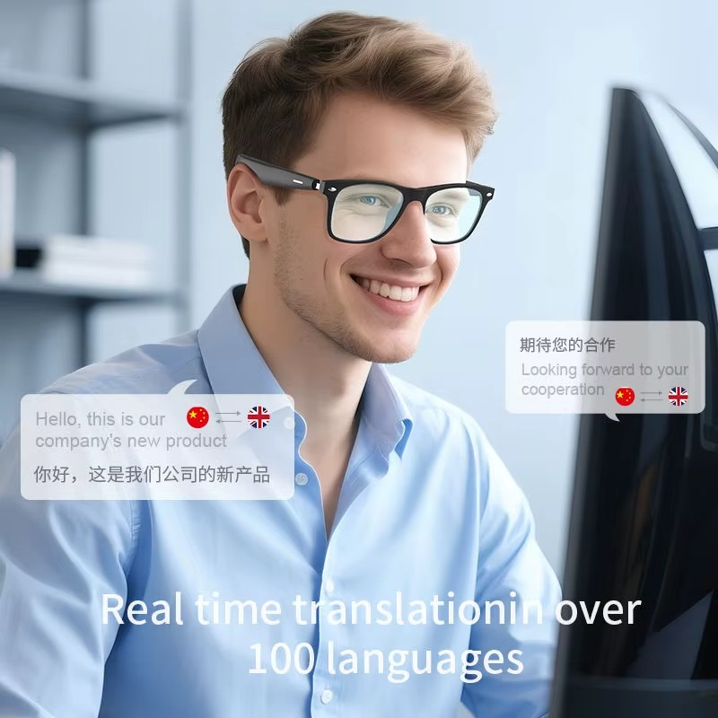 AI Smart Translation Glasses with Bluetooth Calling & Music | UV400 Smart Sports Sunglasses | Voice Control Wireless Eyewear