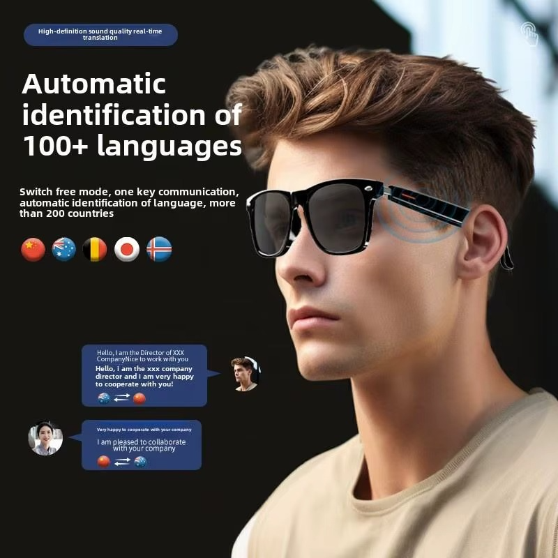 AI Smart Translation Glasses with Bluetooth Calling & Music | UV400 Smart Sports Sunglasses | Voice Control Wireless Eyewear