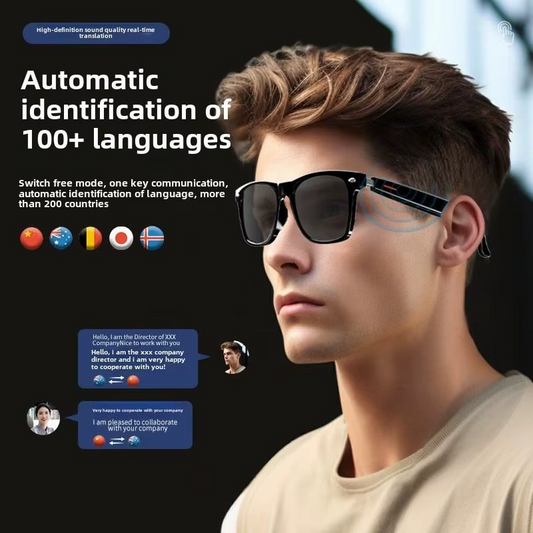 AI Smart Translation Glasses with Bluetooth Calling & Music | UV400 Smart Sports Sunglasses | Voice Control Wireless Eyewear
