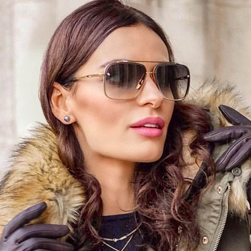 Square Pilot Style Rivets Sunglasses - SunglassesMart