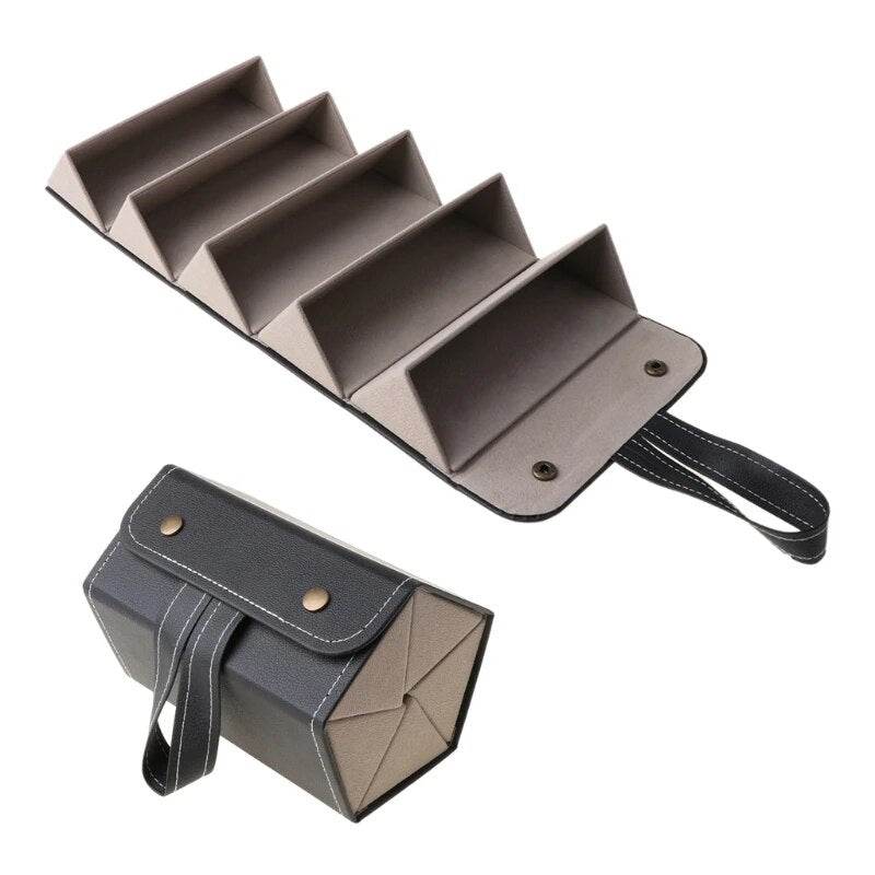 5 Slots Foldable PU Leather Sunglasses Eyeglasses Travel Organizer - Sunglass Lover