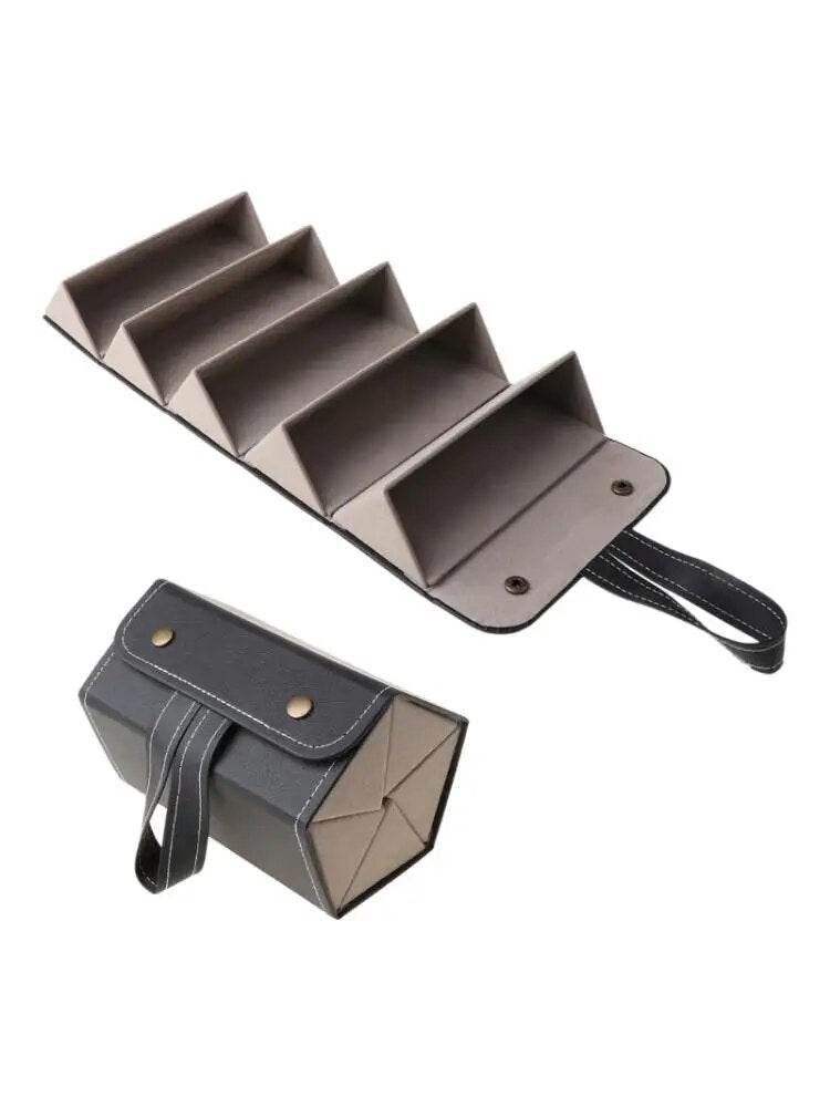 5 Slots Foldable PU Leather Sunglasses Eyeglasses Travel Organizer - Sunglass Lover