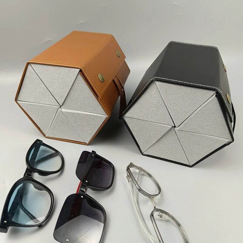5 Slots Foldable PU Leather Sunglasses Eyeglasses Travel Organizer - Sunglass Lover