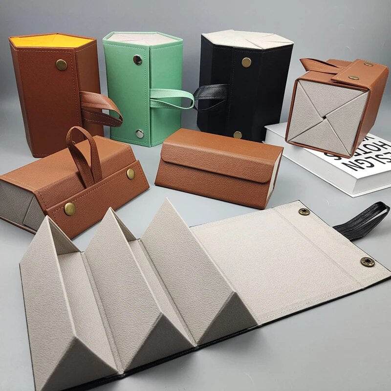 5 Slots Foldable PU Leather Sunglasses Eyeglasses Travel Organizer - Sunglass Lover