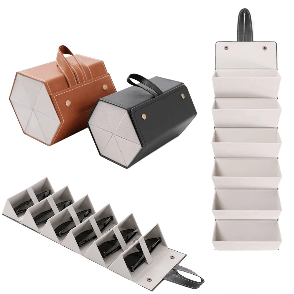 Multi-Compartment Portable Large Capacity Leather Glasses Case - Sunglass Lover