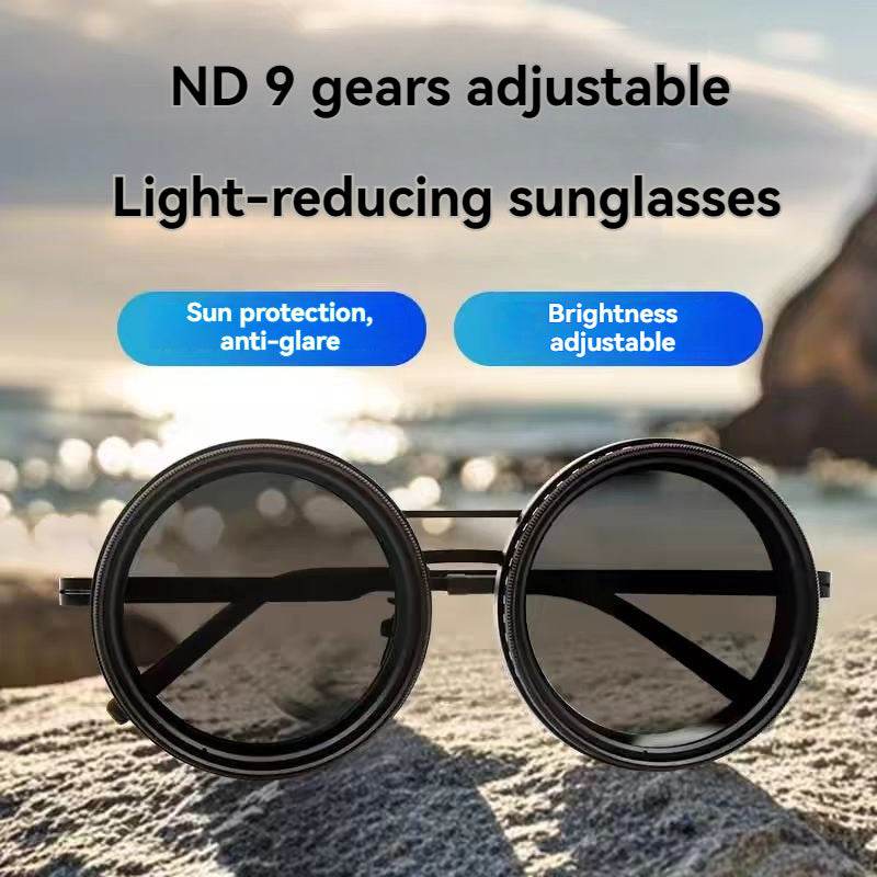ND Filter Adjustable Dimming Round Polarized Sunglasses - Sunglass Lover
