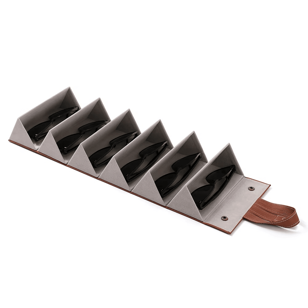 Multi-Compartment Portable Large Capacity Leather Glasses Case - Sunglass Lover