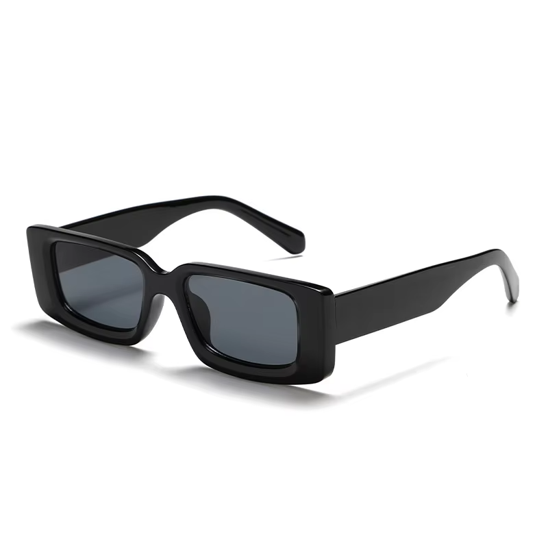 Black sunglasses with a white background