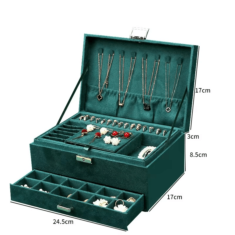 Large Velvet Ring Necklace Earring Jewelry Packaging Organizer Box - Sunglass Lover