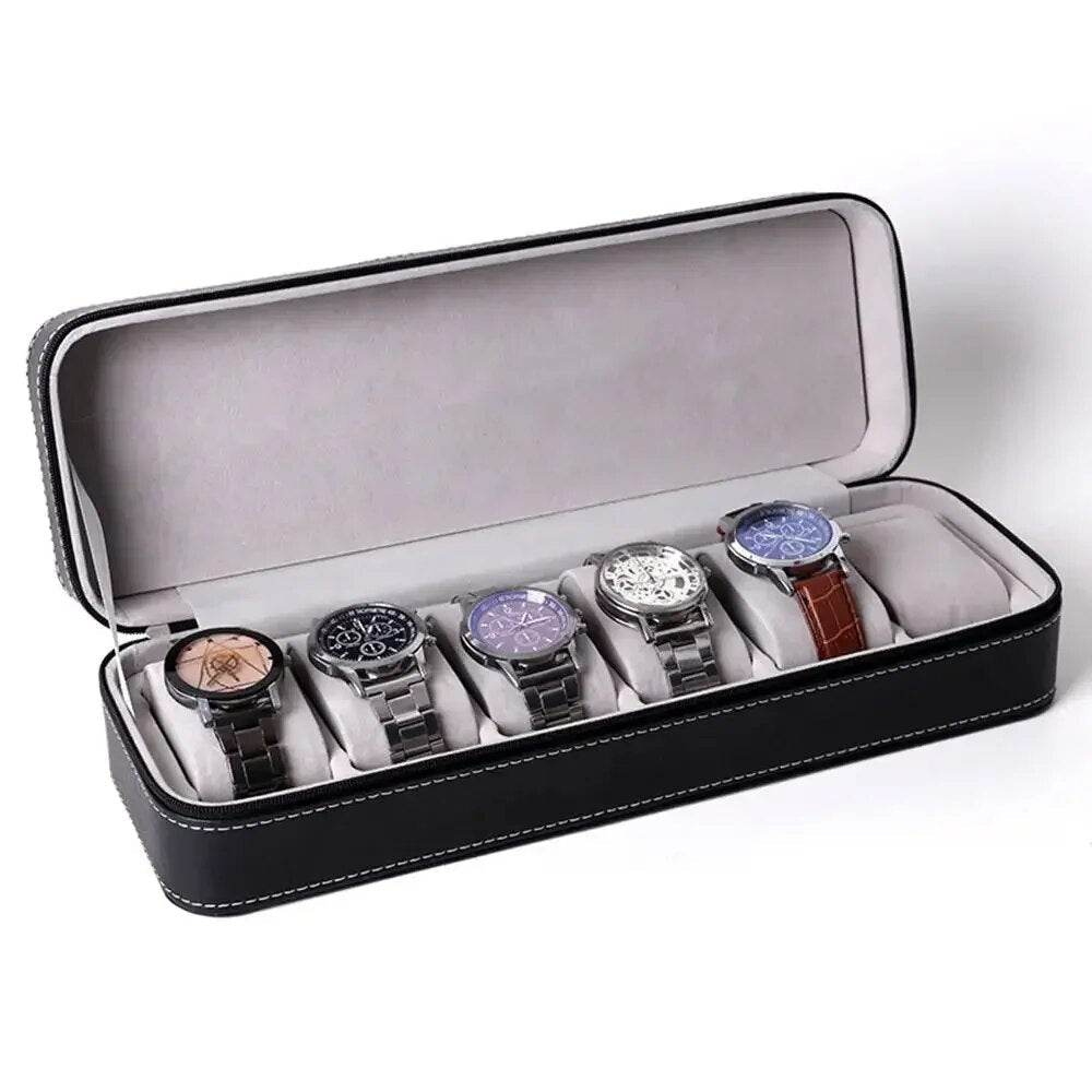 Portable 6 Slots Watch Box Desktop Watch Case Household Watch Organizer - Sunglass Lover