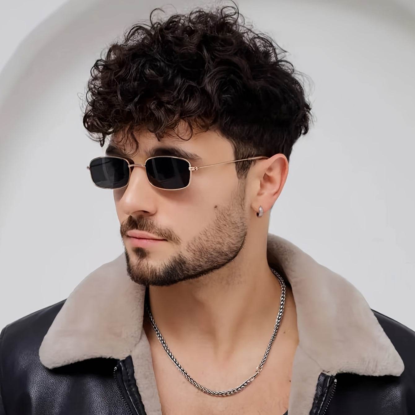 Men’s UV400 Small Square Sunglasses – Classic Metal Frame - SunglassesMart