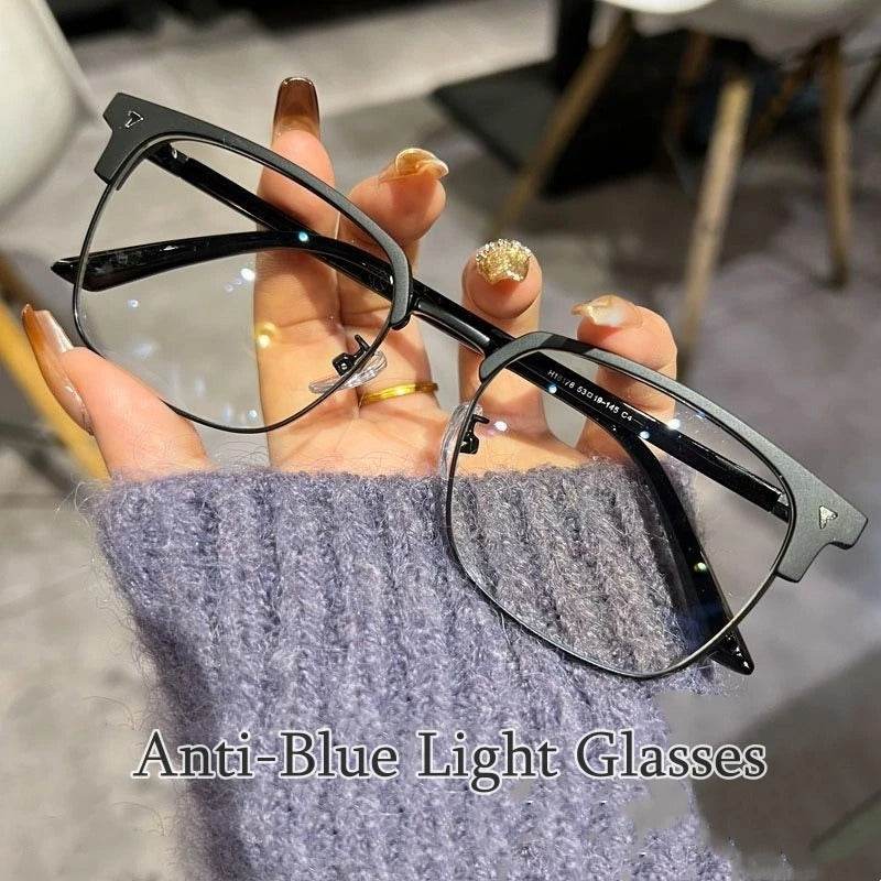 Retro Half Frame Blue Light Blocking Glasses - Sunglass Lover