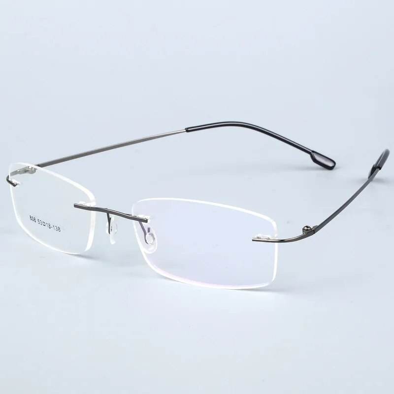 Sunglass Lover titanium rimless glasses frame for men with lightweight rectangular lenses and adjustable nose pads