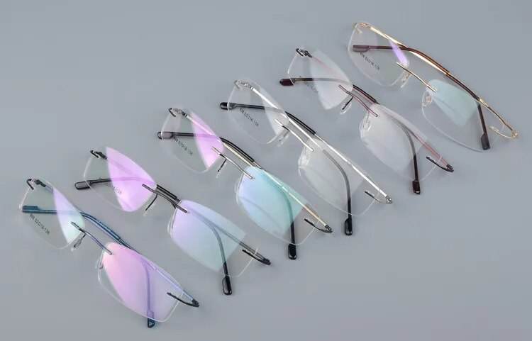 Sunglass Lover titanium rimless glasses frame for men in multiple metal finishes with anti reflective lenses