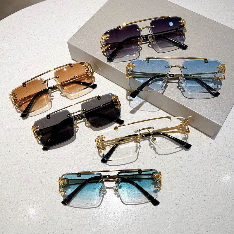 Sunglass Lover fashion rimless sunglasses trendy set of six gold accented rimless sunglasses in mixed lens colors