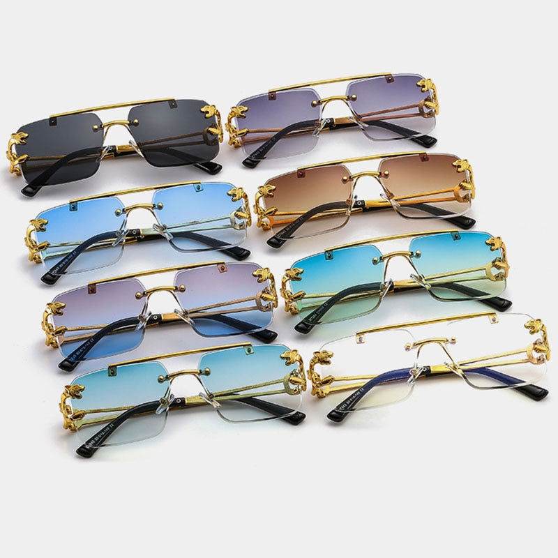 Sunglass Lover gold accented fashion rimless sunglasses trendy with gradient lenses in assorted colors
