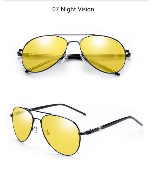 Sunglass Lover yellow lens night vision aviator driving sunglasses for men with black metal frame