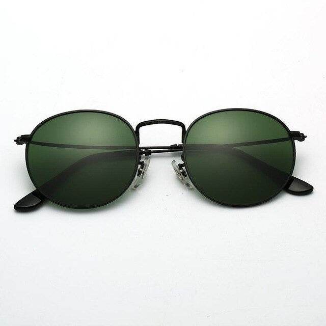 Sunglass Lover black metal steampunk round sunglasses with green mirrored lenses and adjustable nose pads