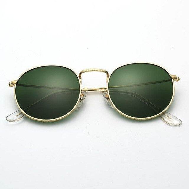 Sunglass Lover steampunk round sunglasses gold metal frame green polarized lenses vintage round style