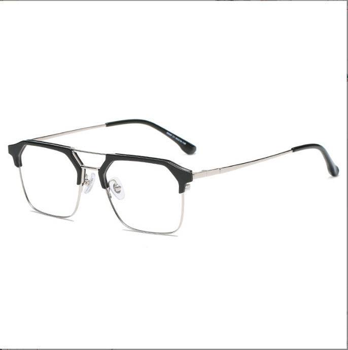 Sunglass Lover anti-blue light glasses for men black browline rectangular frames with silver temples and nose pads
